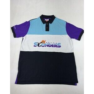 Mitchell And Ness Seattle Sounders Soccer Polo Vintage 90s Whale Logo Mens L